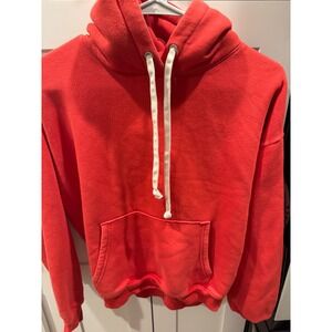 J.Crew Womens‎ Red Cotton Blend Fleece Pullover Hoodie Sweatshirt Small